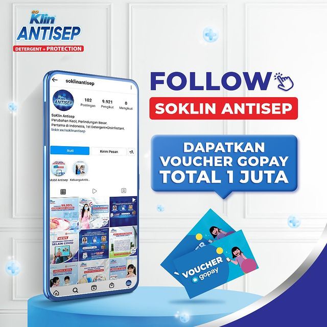 Kuis Follow SoKlin Antisep Berhadiah Saldo Gopay Total 1 Juta