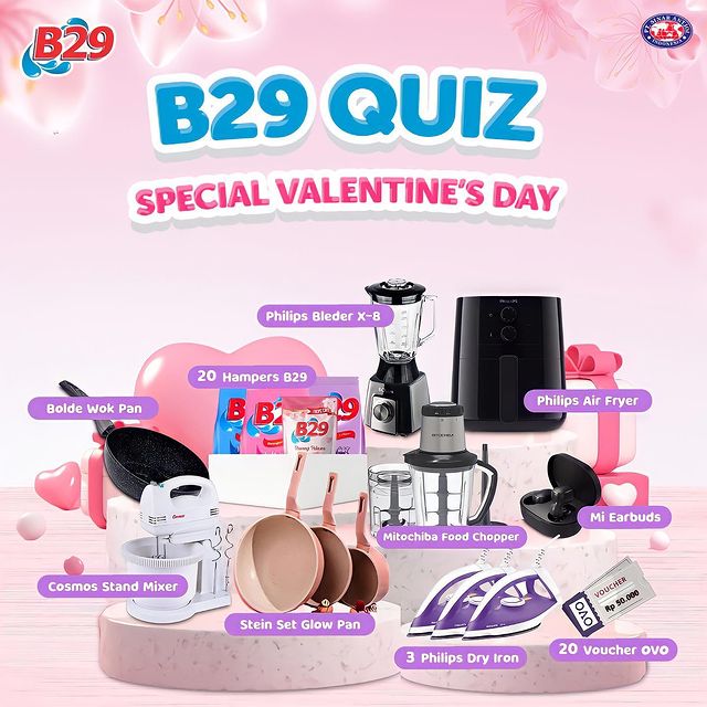 Kuis Repost B29 Special Valentine Berhadiah Air Fryer, Mixer, Setrika, dll