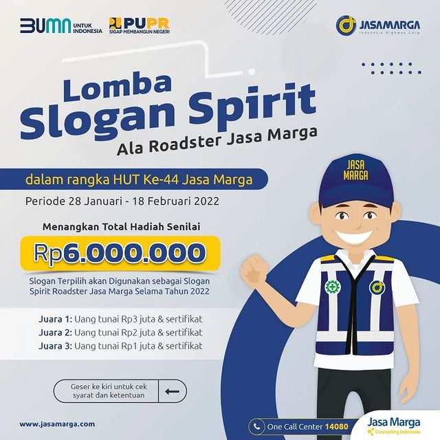 Lomba Slogan Spirit Roadster Jasa Marga Berhadiah Total 6 Juta