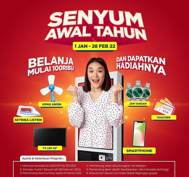Promo Senyum Awal Tahun AlfaPop Berhadiah TV, HP, Setrika, Jam, dll