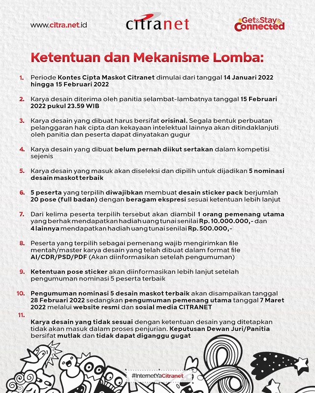 Syarat ketentuan Lomba Desain Maskot Citranet 2022 Total Hadiah 12 Juta Rupiah (1)
