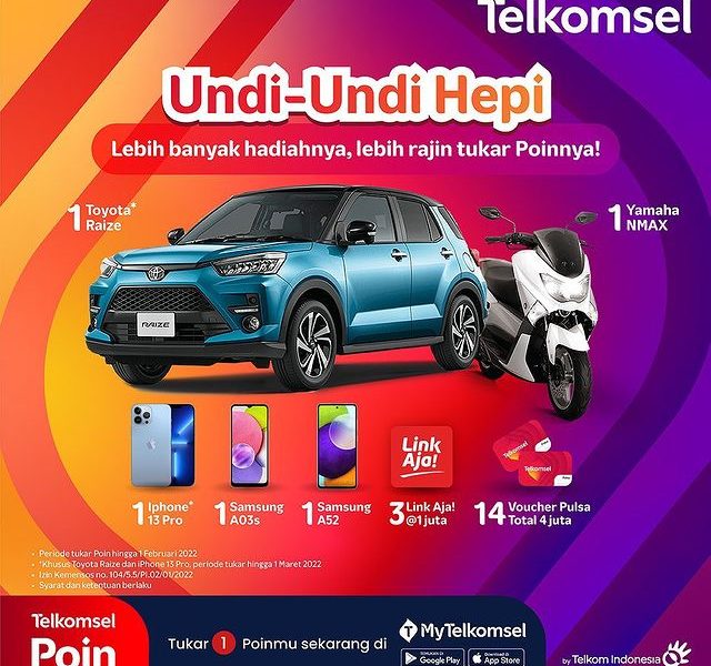 Telkomsel Undi-Undi Hepi 2022 Periode 1 Berhadiah Toyota Raize