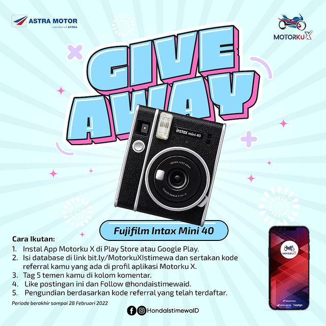 Kuis Honda Istimewa Berhadiah Fujifilm Instax Mini 40 Gratis