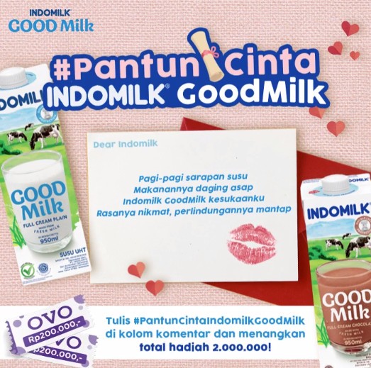 Kuis Pantun Cinta Indomilk Berhadiah OVO Total 2 Juta Rupiah