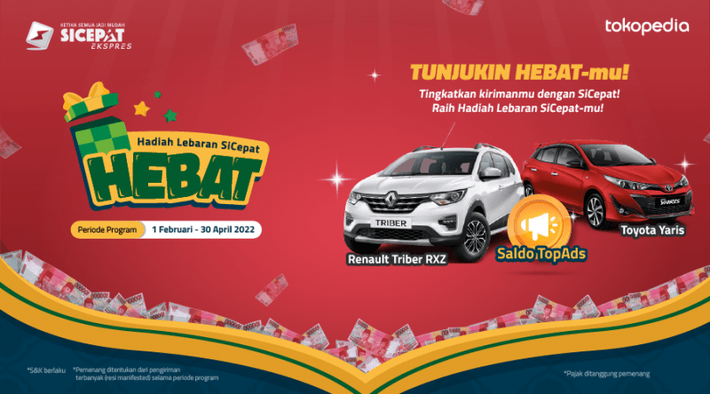 Promo HEBAT SiCepat Berhadiah Toyota Yaris, Renault Triber RXZ, dll