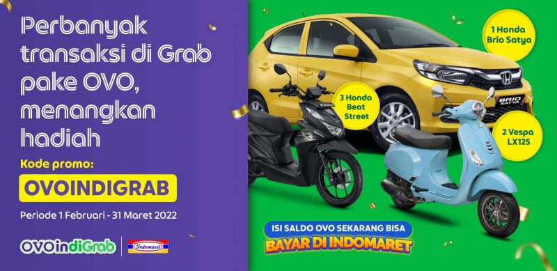 Undian OVOindiGRAB Berhadiah Honda Brio Satya, Honda Beat & Vespa