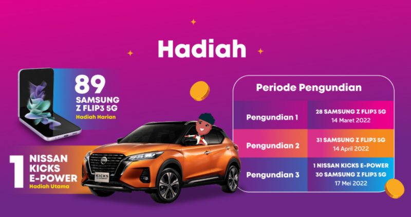 Undian Pundi Jenius Berhadiah Nissan Kicks & 89 SAMSUNG Z Flip3 5G