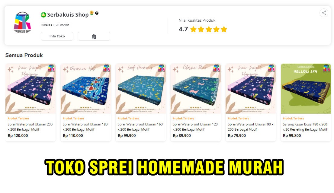 Jual Sprei Homemade Kekinian – Harga Mulai Dari 50 Ribu!