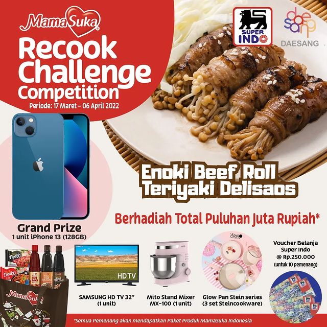 Lomba Recook Enoki Beef Roll Berhadiah iPhone 13, HD TV, Mixer, dll