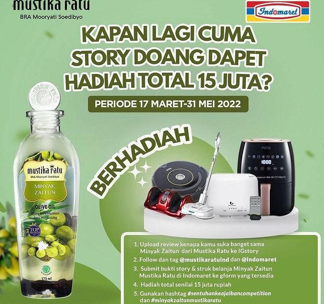 Lomba Review Minyak Zaitun Mustika Ratu Total Hadiah 15 Juta Rupiah