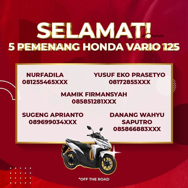 Pemenang Motor Undian Boncabe Gebyar Maximal