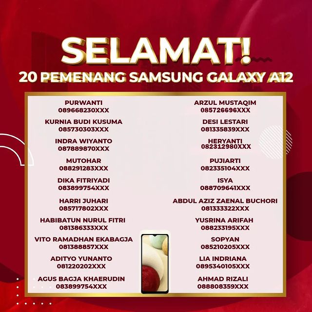 Pemenang Smartphone 2 - Daftar Pemenang Undian Boncabe Gebyar Maximal