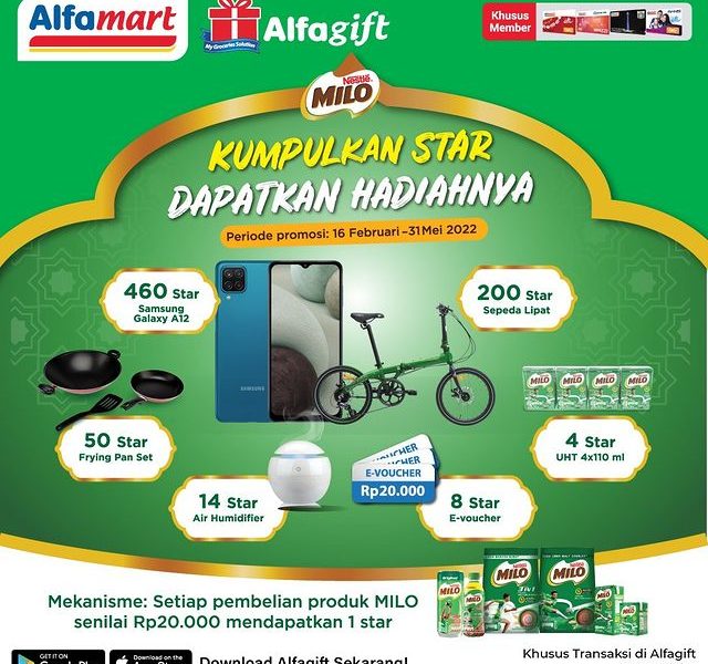 Promo STAR MILO Alfagift Berhadiah Samsung A12, Sepeda Lipat, dll