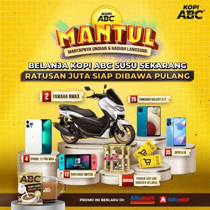 Undian Kopi ABC MANTUL Berhadiah Yamaha NMax, iPhone 13, dll