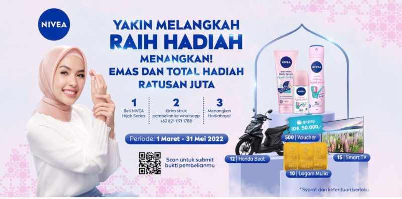 Undian Nivea Hijab Series Berhadiah 12 unit Honda Beat, 15 Smart TV, dll