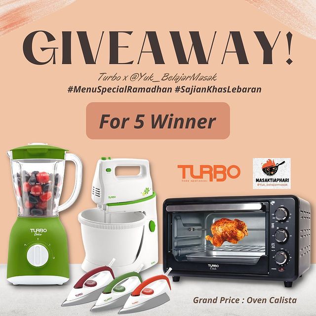 Lomba Kreasi Resep Turbo Berhadiah Oven, Mixer, Blender & Setrika