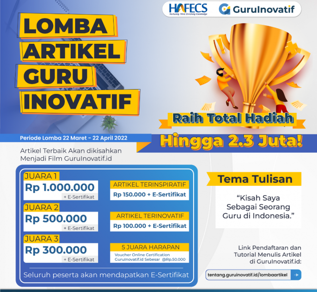 Lomba Menulis Artikel Guru Inovatif Berhadiah Total Jutaan Rupiah