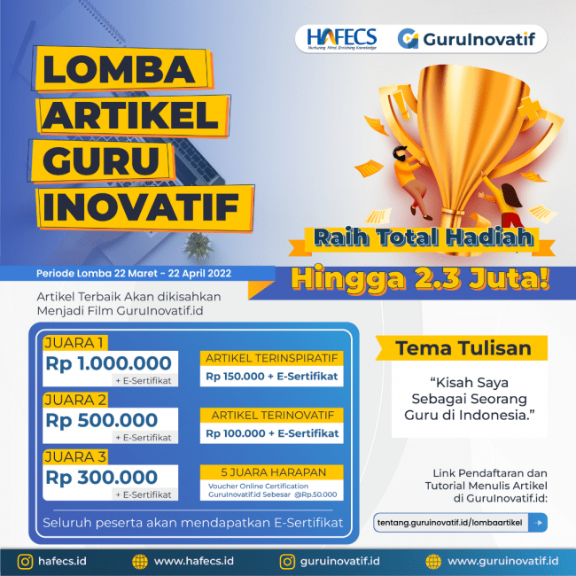 Lomba Menulis Artikel Guru Inovatif Berhadiah Total Jutaan Rupiah