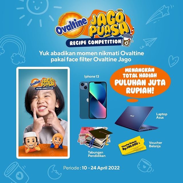 Lomba Video Filter Ovaltine Jago Berhadiah iPhone 13, Laptop, Tabpen