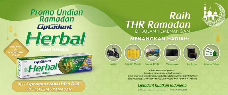 Undian Ciptadent Maxi Herbal 2022 Berhadiah 5 Motor, Emas, TV, dll