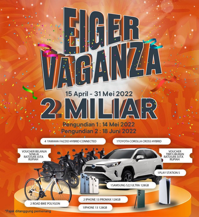 Undian Eiger Vaganza 2022 Berhadiah Toyota Corolla Cross Hybrid