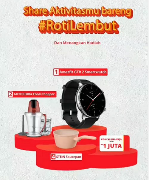 Lomba Video Bareng Roti Lembut Berhadiah Amazfit GTR 2, Chopper, dll