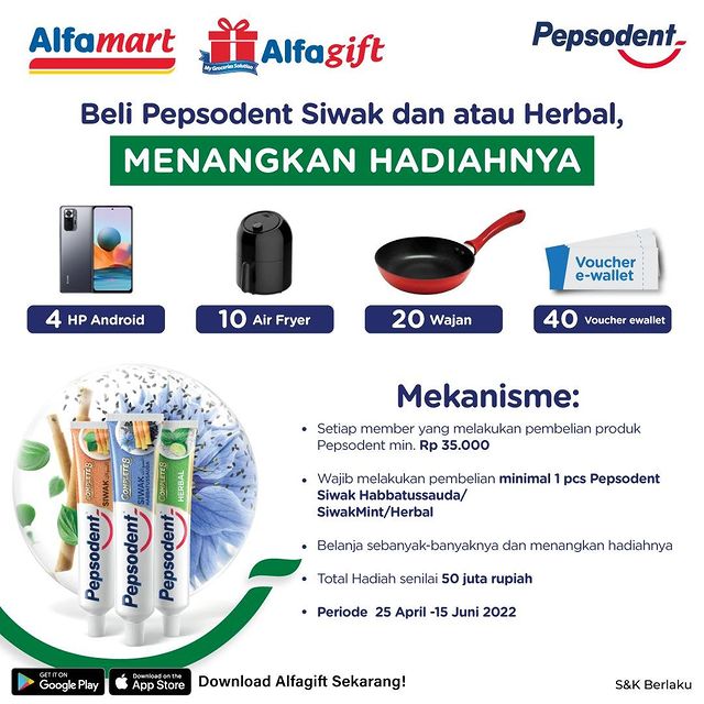 Undian Pepsodent Alfamart 2022 Berhadiah 4 HP, 10 Air Fryer, dll