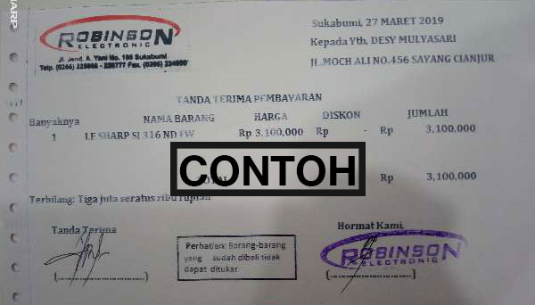 Contoh Kwitansi undian sharp super untung deals