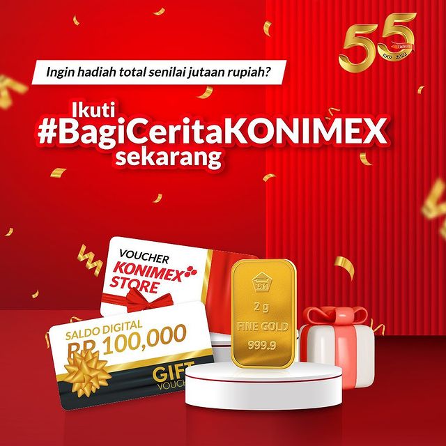 Kuis Bagi Cerita KONIMEX Berhadiah Emas Antam, Saldo & Voucher