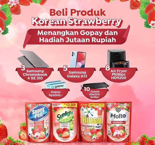 Undian Rinso Korean Strawberry Berhadiah 3 Laptop, HP, Air Fryer, dll
