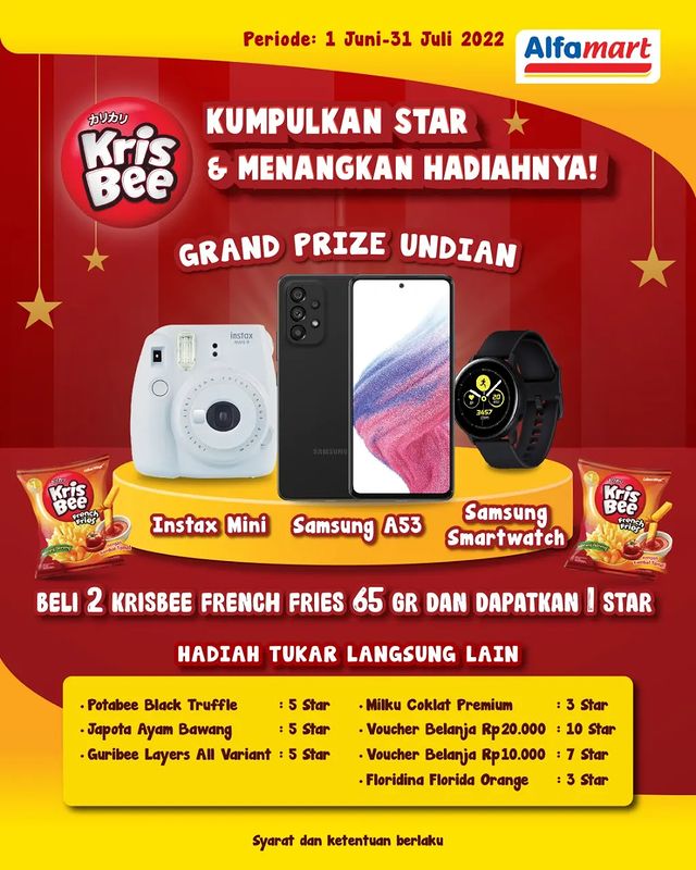 Undian Star Krisbee Alfamart Berhadiah Samsung A53, Instax Mini, dll