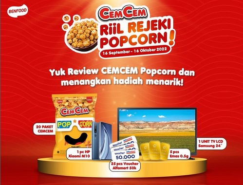 CemCem Riil Rejeki Popcorn Berhadiah TV, Emas, Smartphone, dll