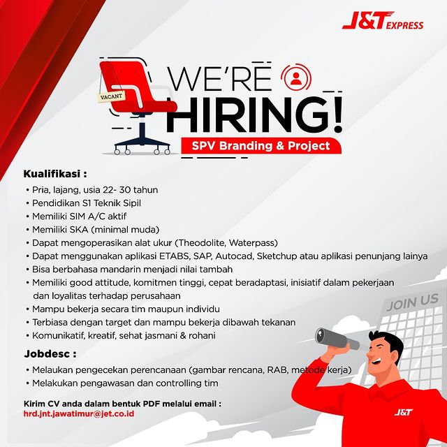 Loker J&T Express Jawa Timur Deadline 15 September 2022 - SPV Branding & Project