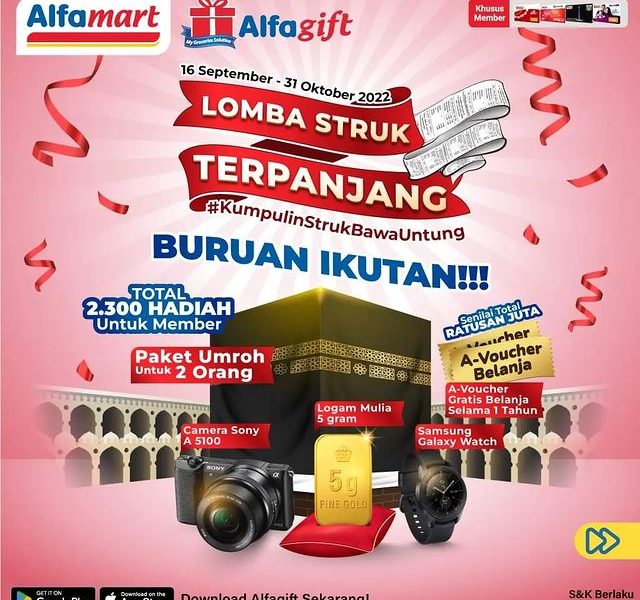 Lomba Struk Terpanjang Alfamart Berhadiah Umroh, Emas, dll