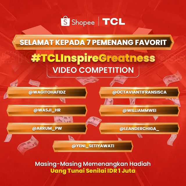 Pemenang Lomba Video TCL Inspire Greatness Hadiah Total 52 Juta