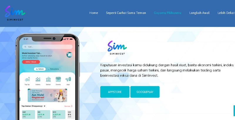 Platform investasi saham SimInvest