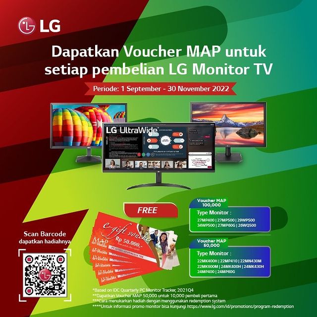 Promo LG Monitor TV Berhadiah Voucher MAP Gratis