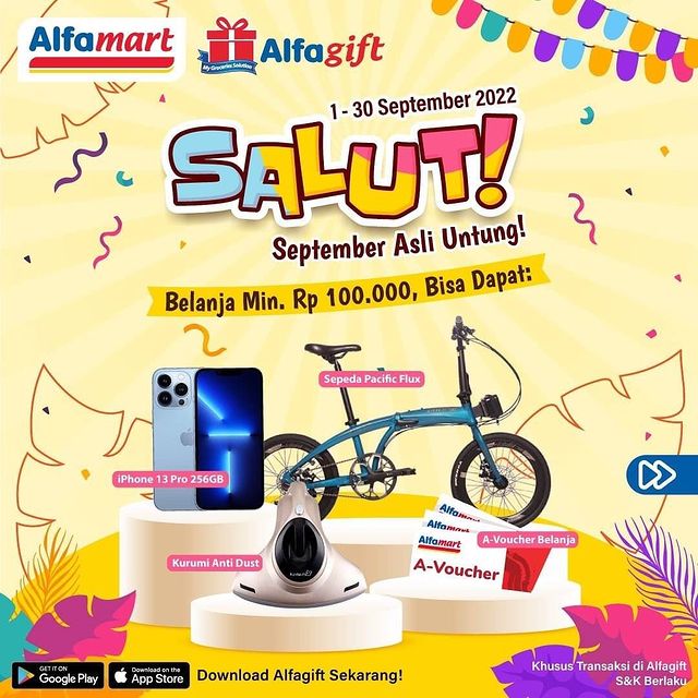 Undian Alfagift SALUT Berhadiah iPhone 13 Pro, Sepeda, dll