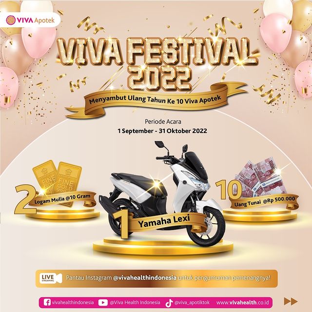 Undian Viva Apotek Festival Berhadiah Yamaha Lexi, Emas & Uang