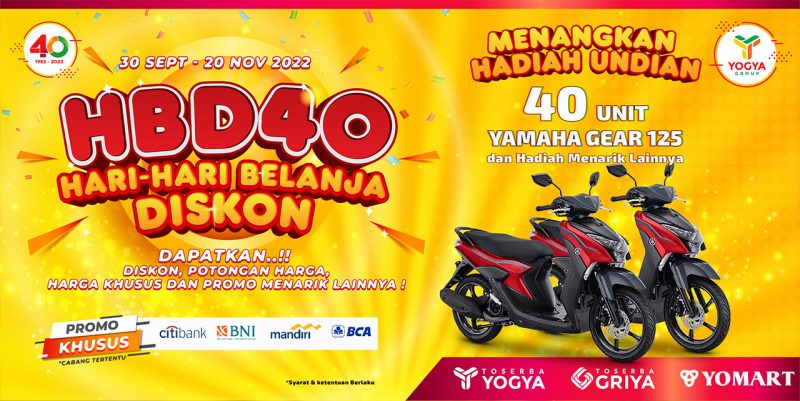 Undian YOGYA HBD40 Grand Prize 40 Motor Yamaha Gear 125