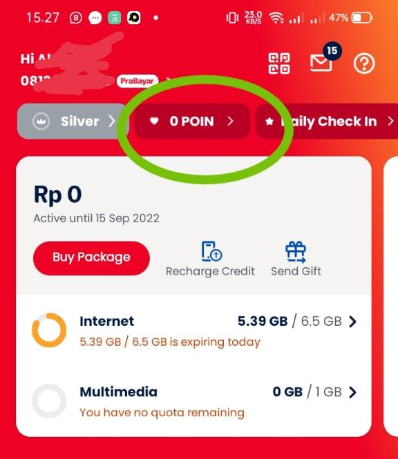 cara cek poin telkomsel melalui aplikasi Mytelkomsel