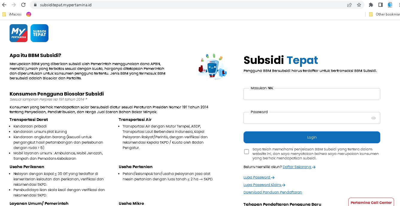 cara daftar subsidi tepat mypertamina