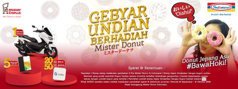 Gebyar Undian Mister Donut Berhadiah Yamaha NMax, Hp & lainnya