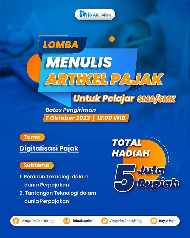 Lomba Menulis Artikel Pajak Berhadiah Total 5 Juta Rupiah