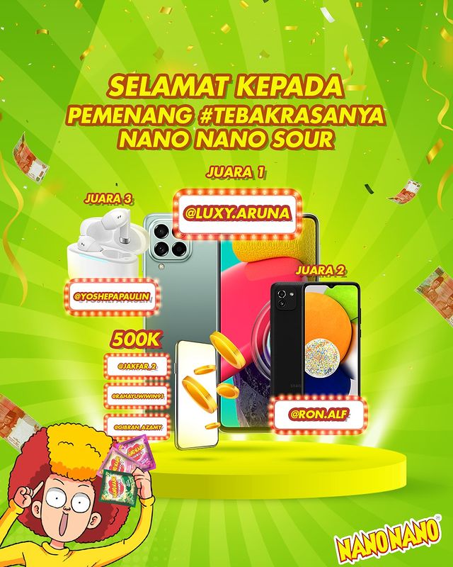 Pemenang Challenge Tebak Rasanya Nano Nano Sour