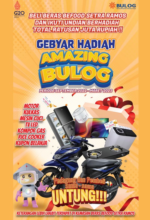 Undian Beras Amazing Bulog Berhadiah Motor, TV, Kulkas, dll