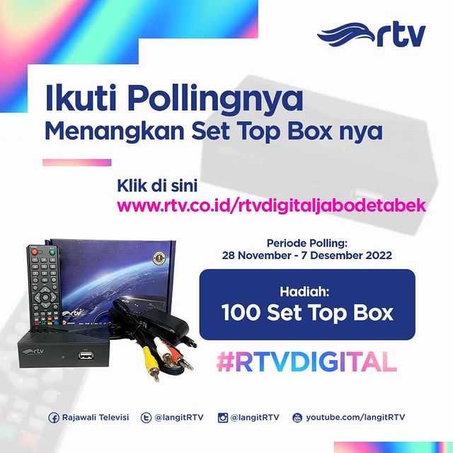 Kuis Survey Siaran Digital RTV Berhadiah 100 STB Gratis