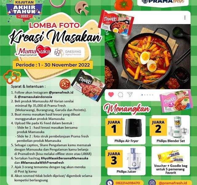 Lomba Kreasi Masakan MamaSuka Berhadiah Air Fryer, Blender, dll