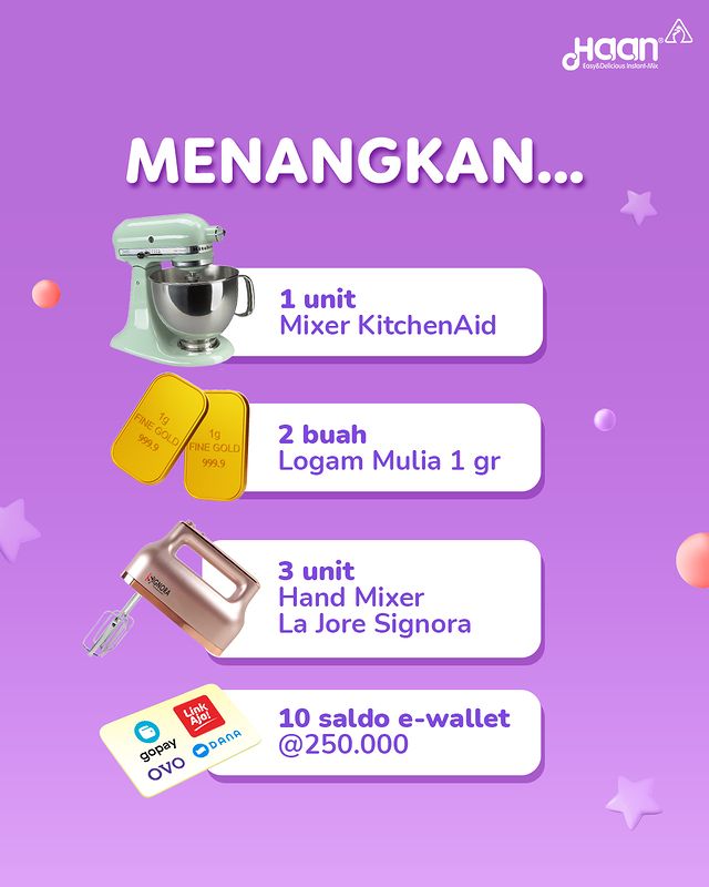 Undian Haan Beluber Hadiah Mixer, Emas, & E-wallet Jutaan Rupiah