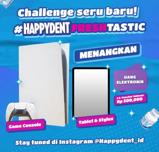 Happydent Freshtatic Challenge Hadiah Game Console, Tablet, dll